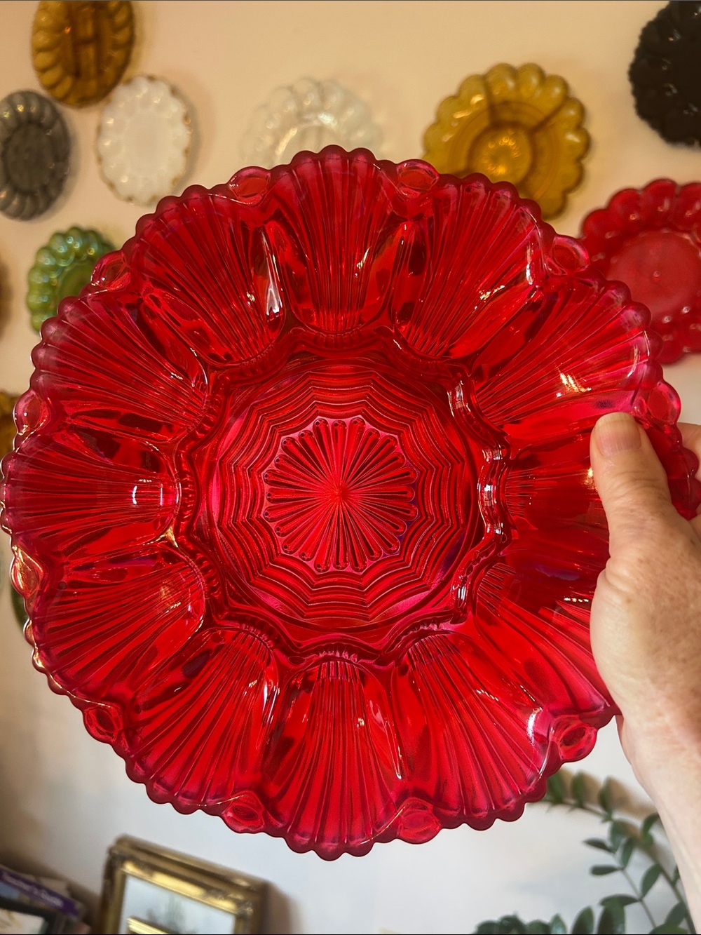 Hand-Blown Red Decorative Glass Bowl - Classic Home Art
